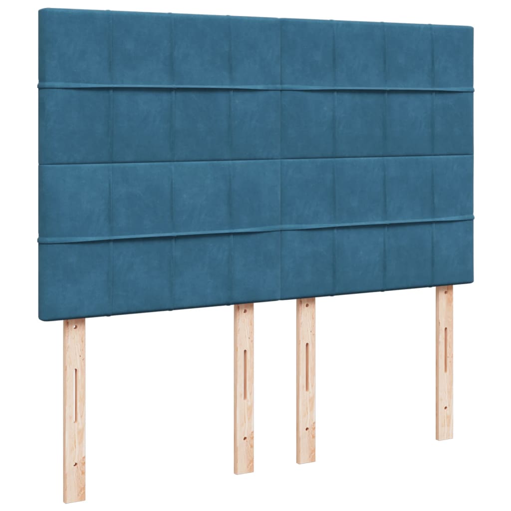 Cama boxspring com colchão 140x190 cm veludo azul