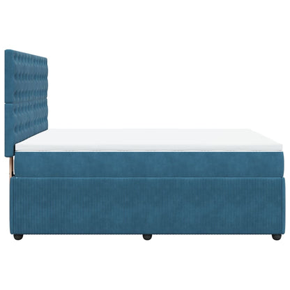 Cama boxspring com colchão 140x190 cm veludo azul