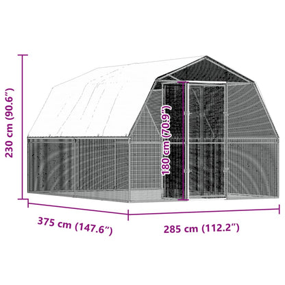 Galinheiros 2 pcs c/ telhado e porta aço galvanizado prateado