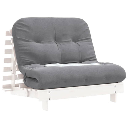 Sofá-cama futon com colchão 100x206x11 cm pinho maciço branco