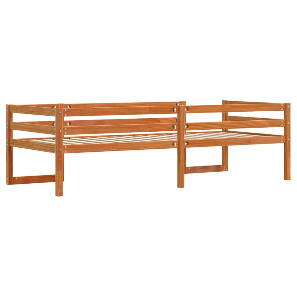 Estrutura de cama infantil 80x200 cm pinho maciço castanho-mel