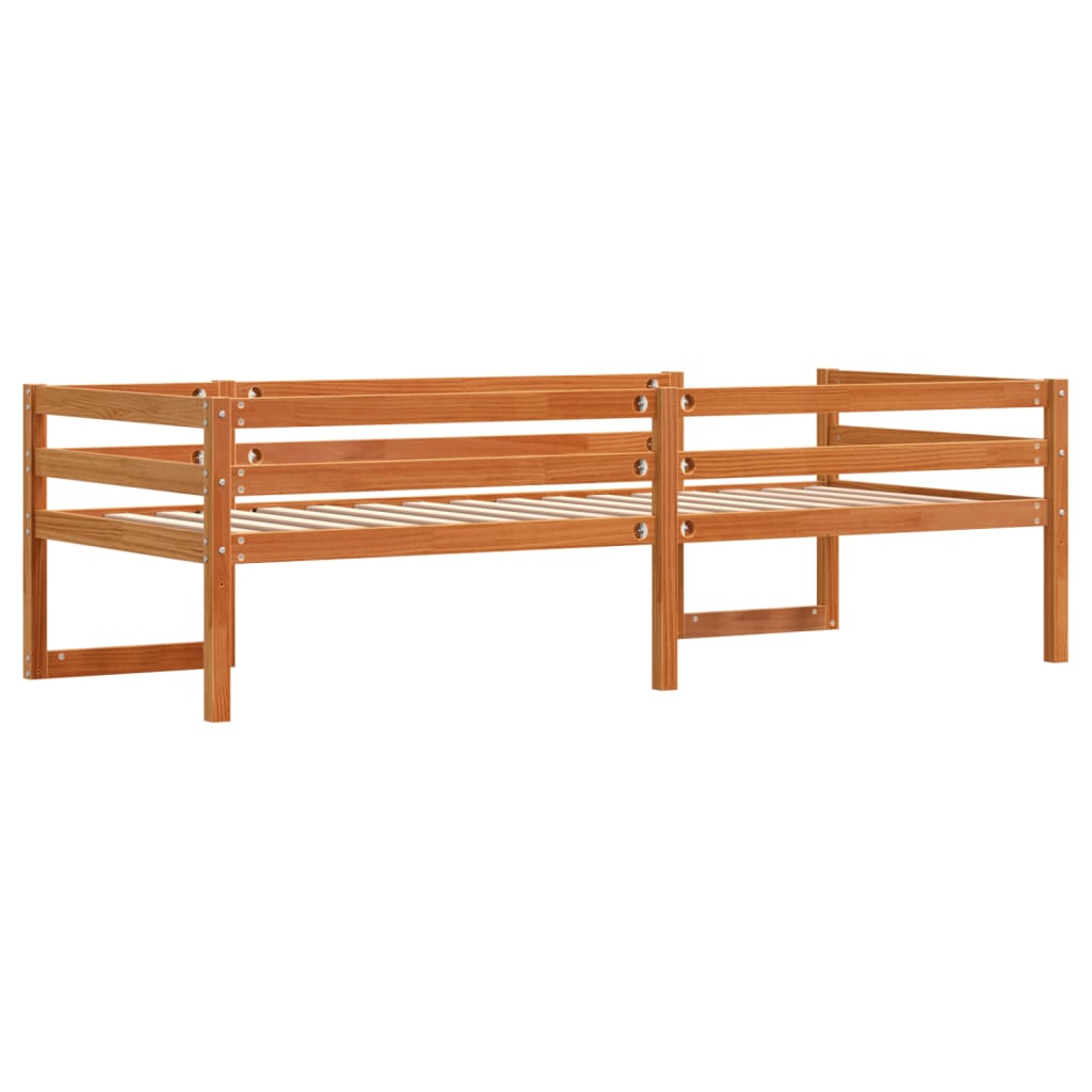 Estrutura de cama infantil 90x200 cm pinho maciço castanho-mel