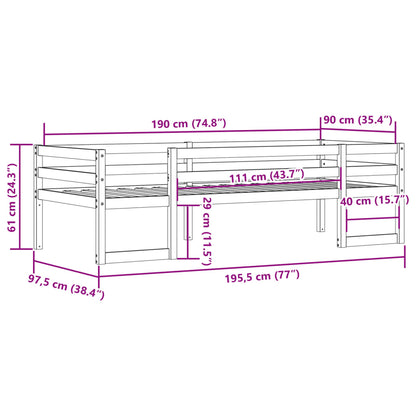 Estrutura de cama infantil 90x190 cm madeira de pinho maciça