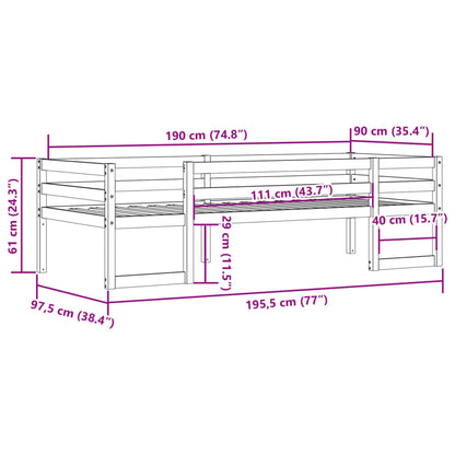 Estrutura de cama infantil 90x190 cm pinho maciço castanho-mel