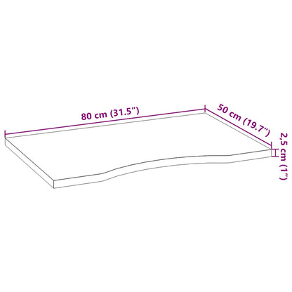 Tampo mesa retangular 80x50x2,5 cm carvalho maciço não tratado