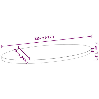 Tampo de mesa 120x60x4 cm carvalho maciça oval castanho-escuro