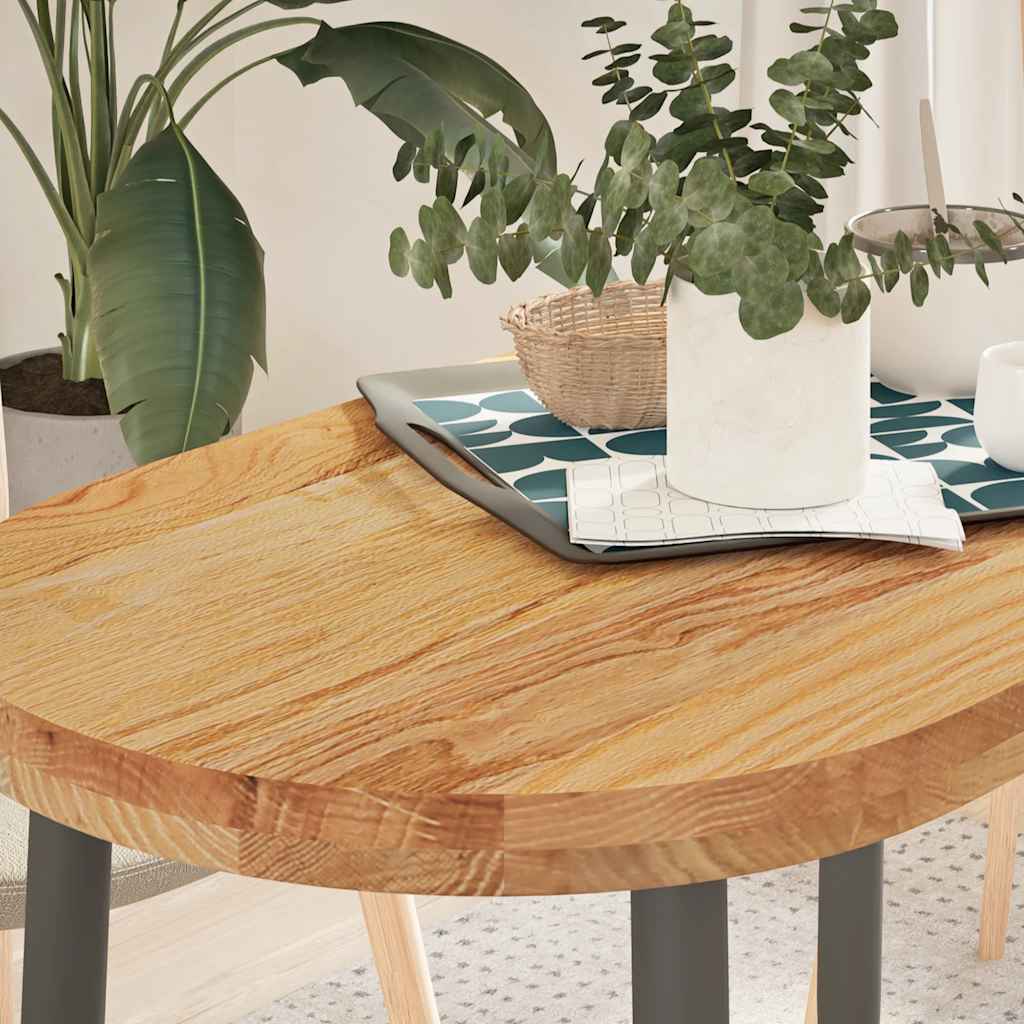 Tampo de mesa 100x50x4 cm carvalho maciça oval castanho-claro