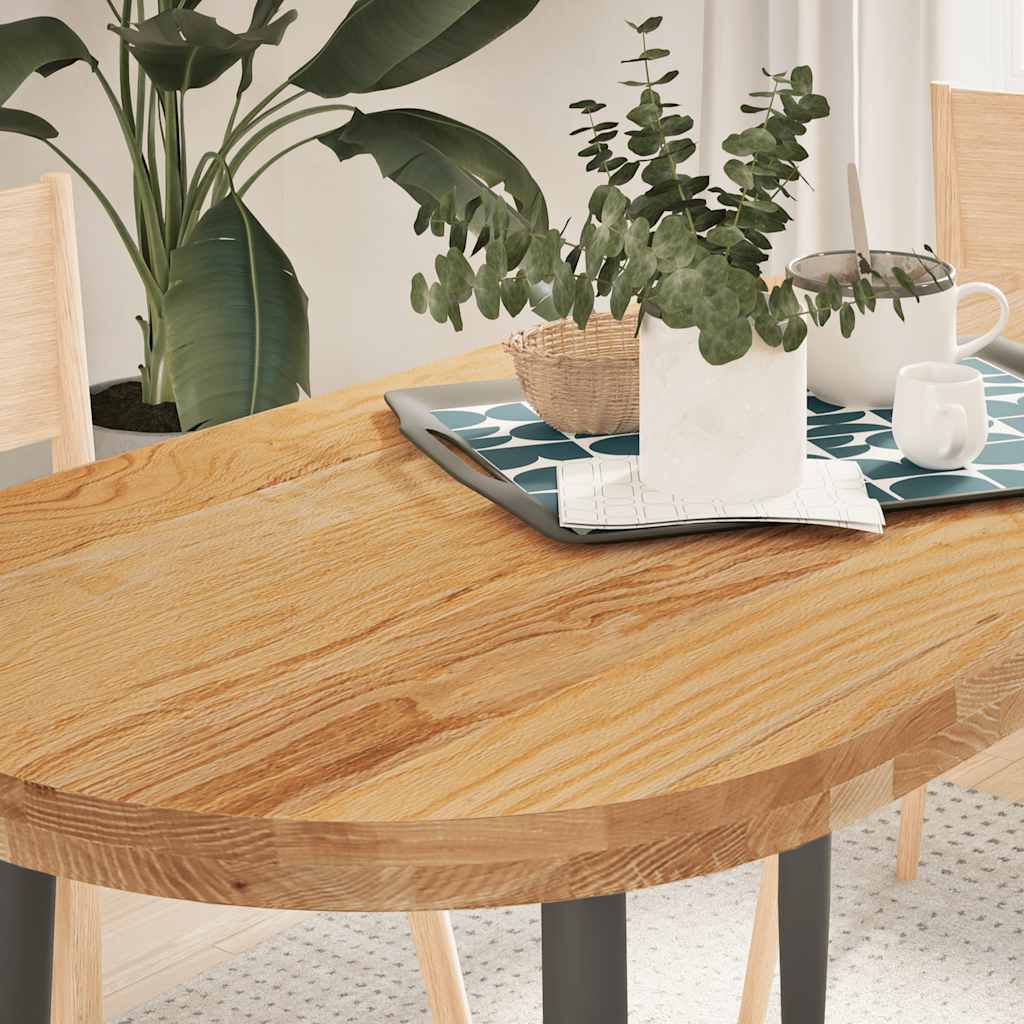 Tampo de mesa 120x60x4 cm carvalho maciça oval castanho-claro