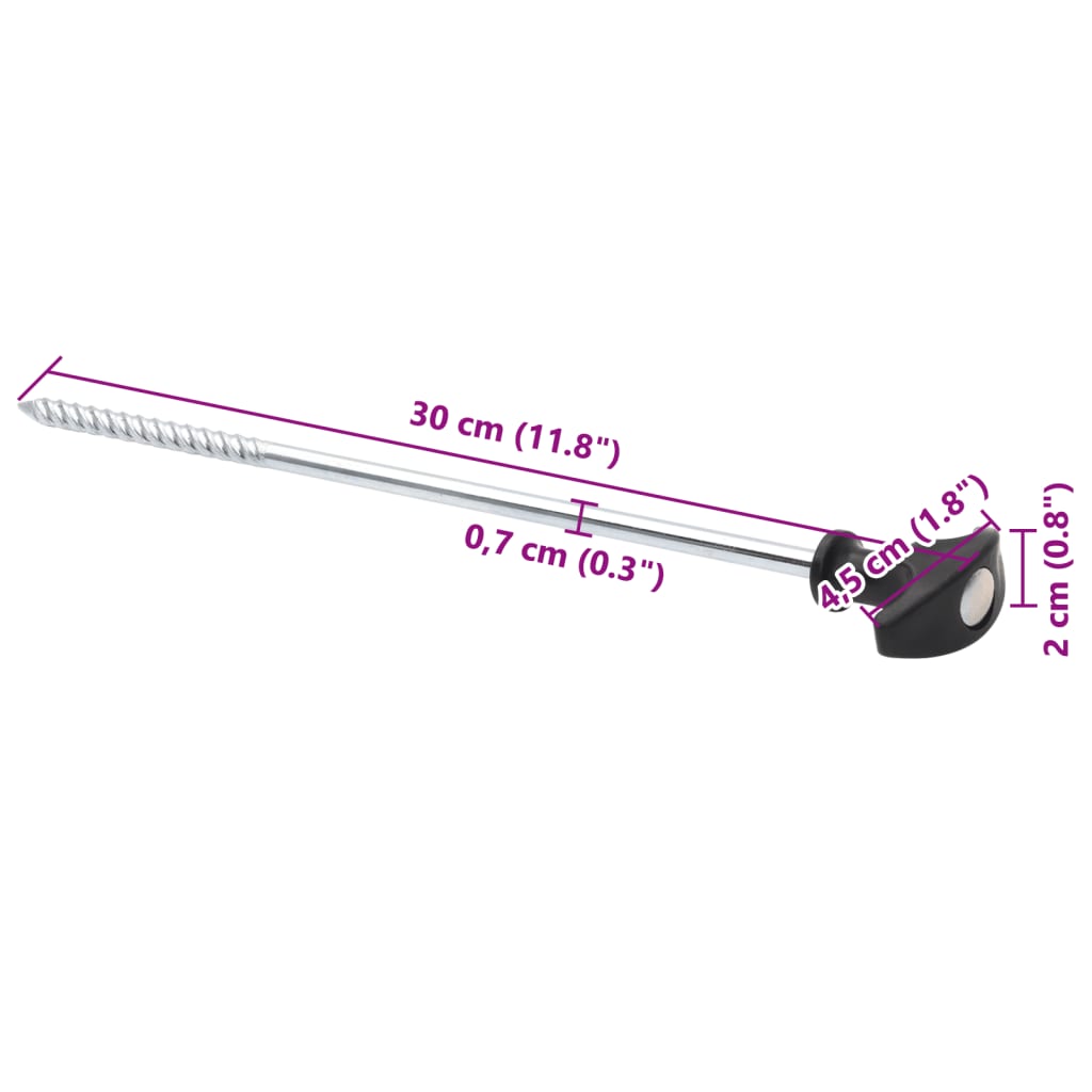 Estacas para tenda 24 pcs 30 cm Ø7 mm aço galvanizado