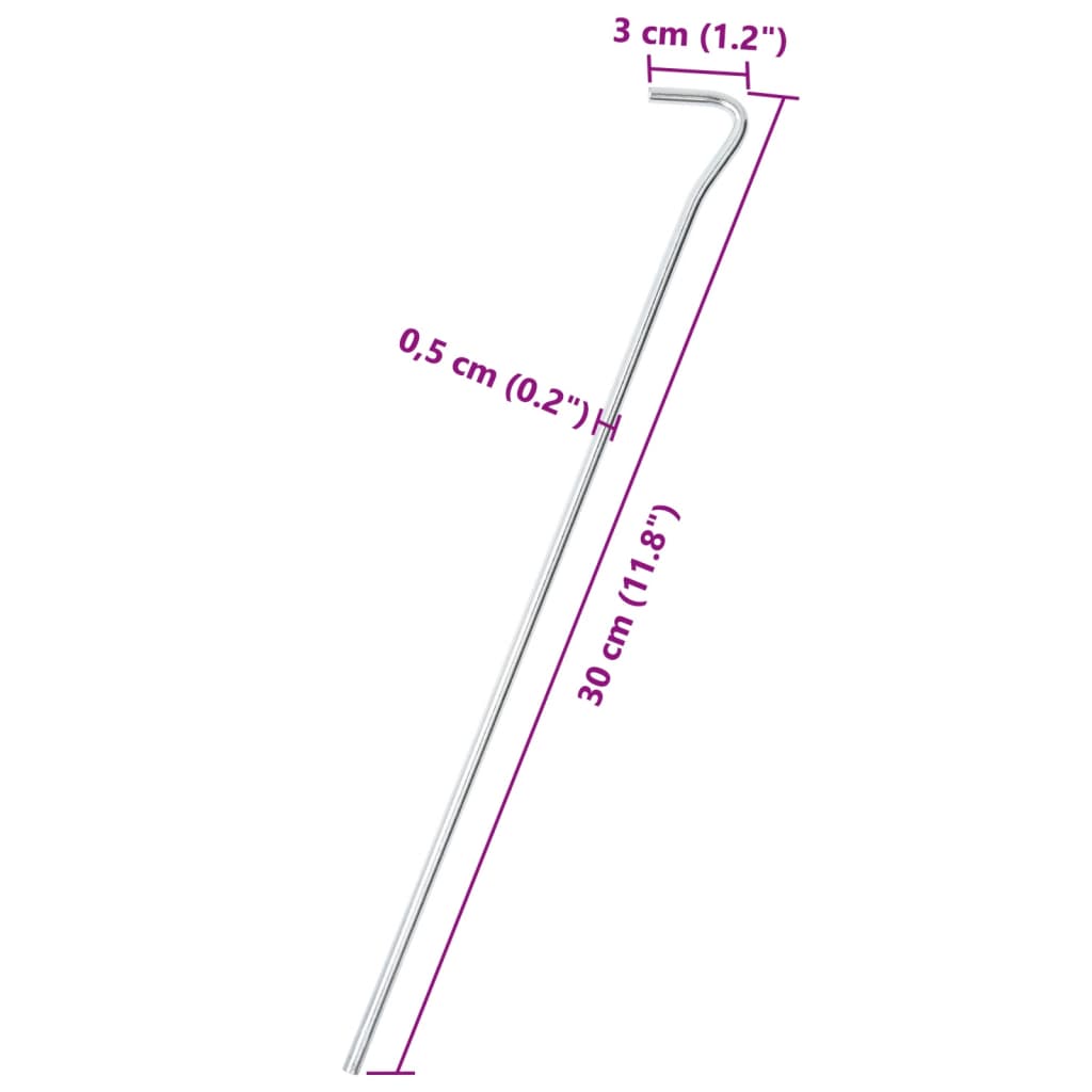 Estacas para tenda 50 pcs 30 cm Ø5 mm aço galvanizado