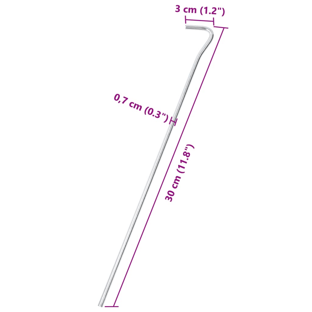 Estacas para tenda 50 pcs 30 cm Ø7 mm aço galvanizado