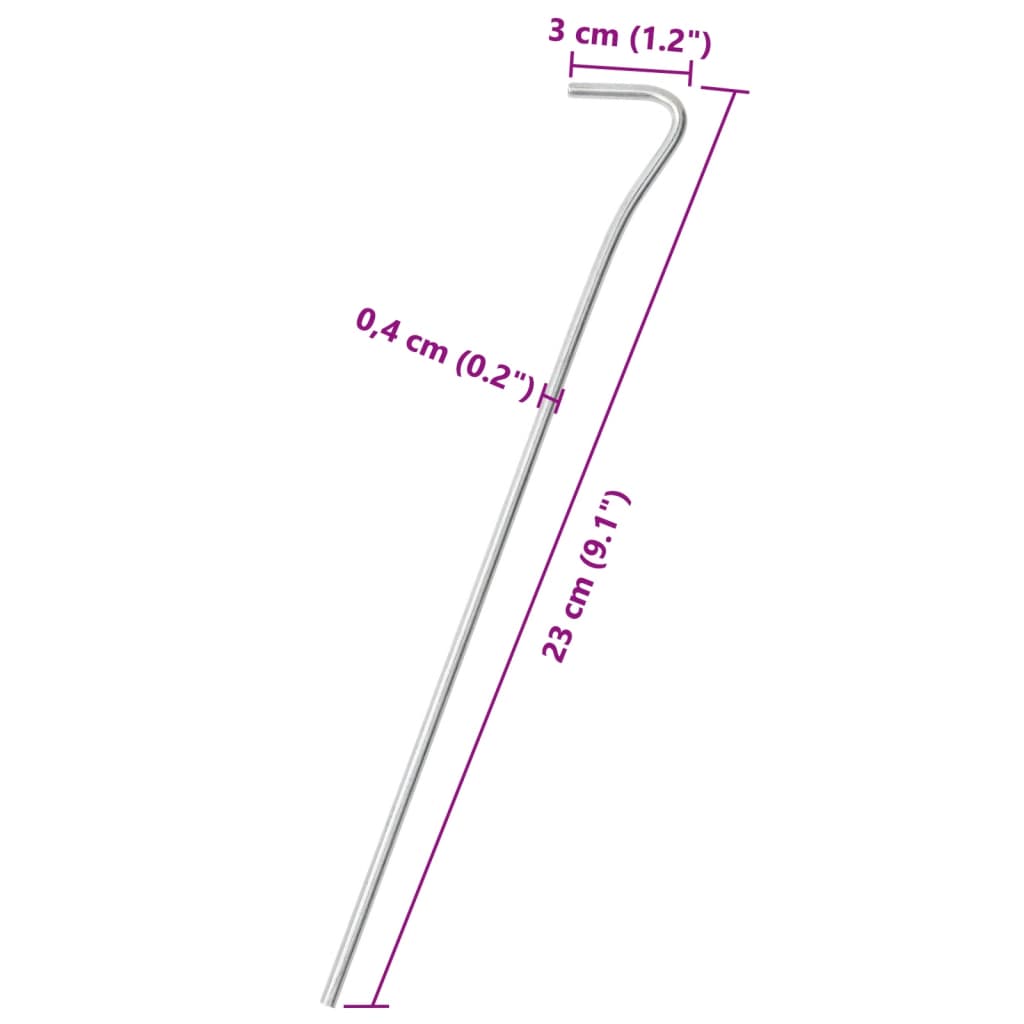 Estacas para tenda 50 pcs 23 cm Ø4 mm aço galvanizado