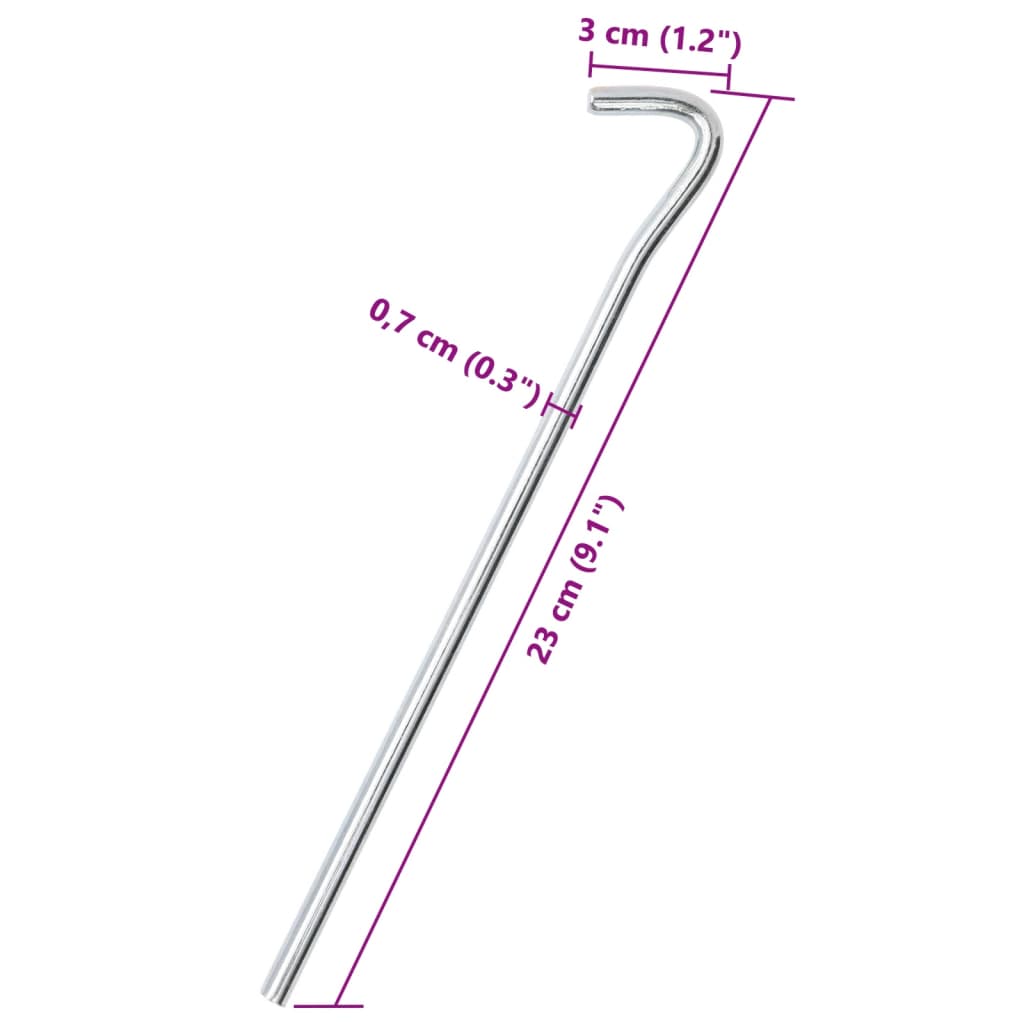 Estacas para tenda 50 pcs 23 cm Ø7 mm aço galvanizado