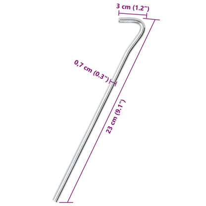 Estacas para tenda 50 pcs 23 cm Ø7 mm aço galvanizado