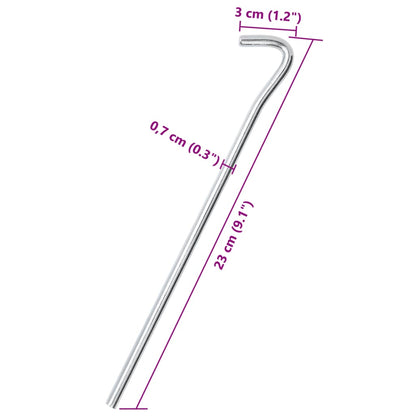 Estacas para tenda 25 pcs 23 cm Ø7 mm aço galvanizado