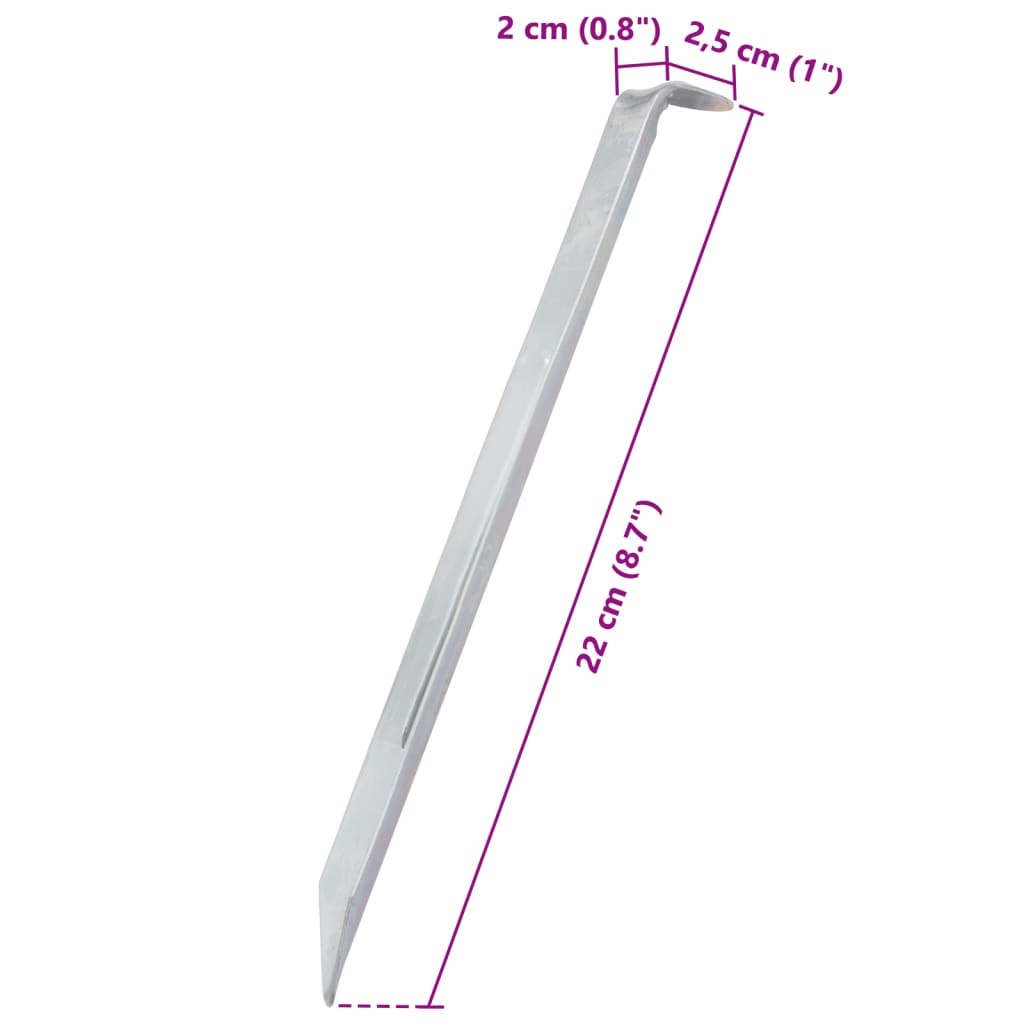 Estacas para tenda 24 pcs 22 cm Ø20 mm aço galvanizado