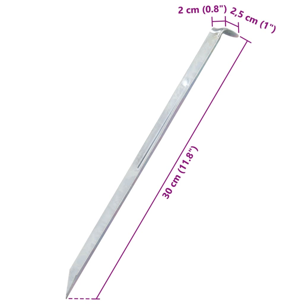 Estacas para tenda 24 pcs 30 cm Ø20 mm aço galvanizado