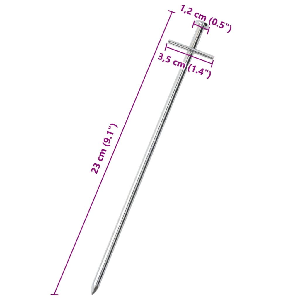 Estacas para tenda 24 pcs 23 cm Ø6 mm aço galvanizado