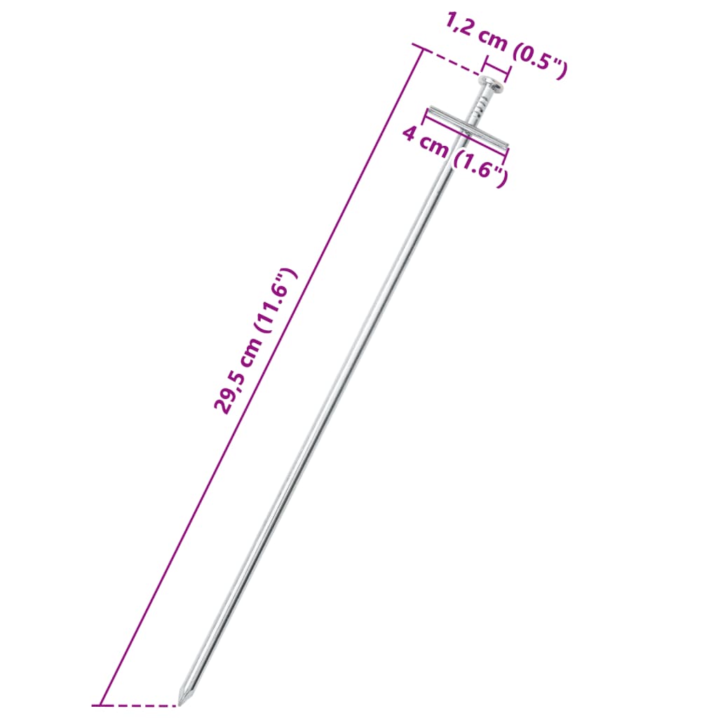 Estacas para tenda 24 pcs 29,5 cm Ø6 mm aço galvanizado