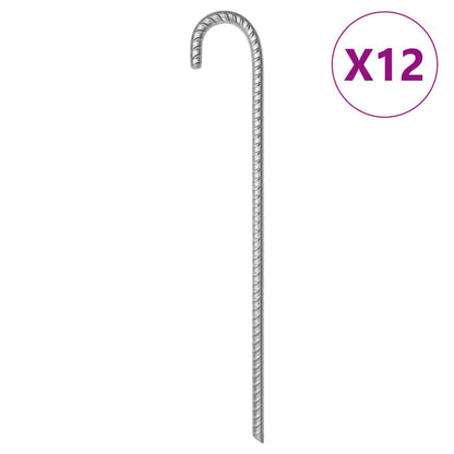 Estacas para tenda 12 pcs 41,5 cm Ø12 mm aço galvanizado