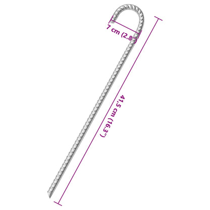 Estacas para tenda 12 pcs 41,5 cm Ø12 mm aço galvanizado