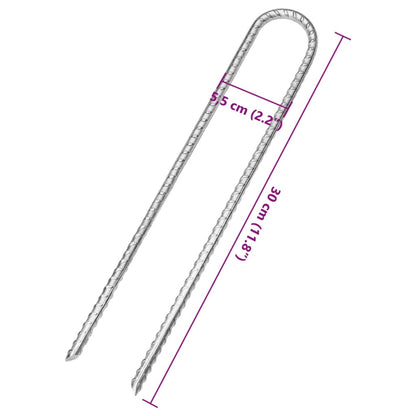 Estacas p/ tenda 12 pcs forma de U 30 cm Ø7 mm aço galvanizado