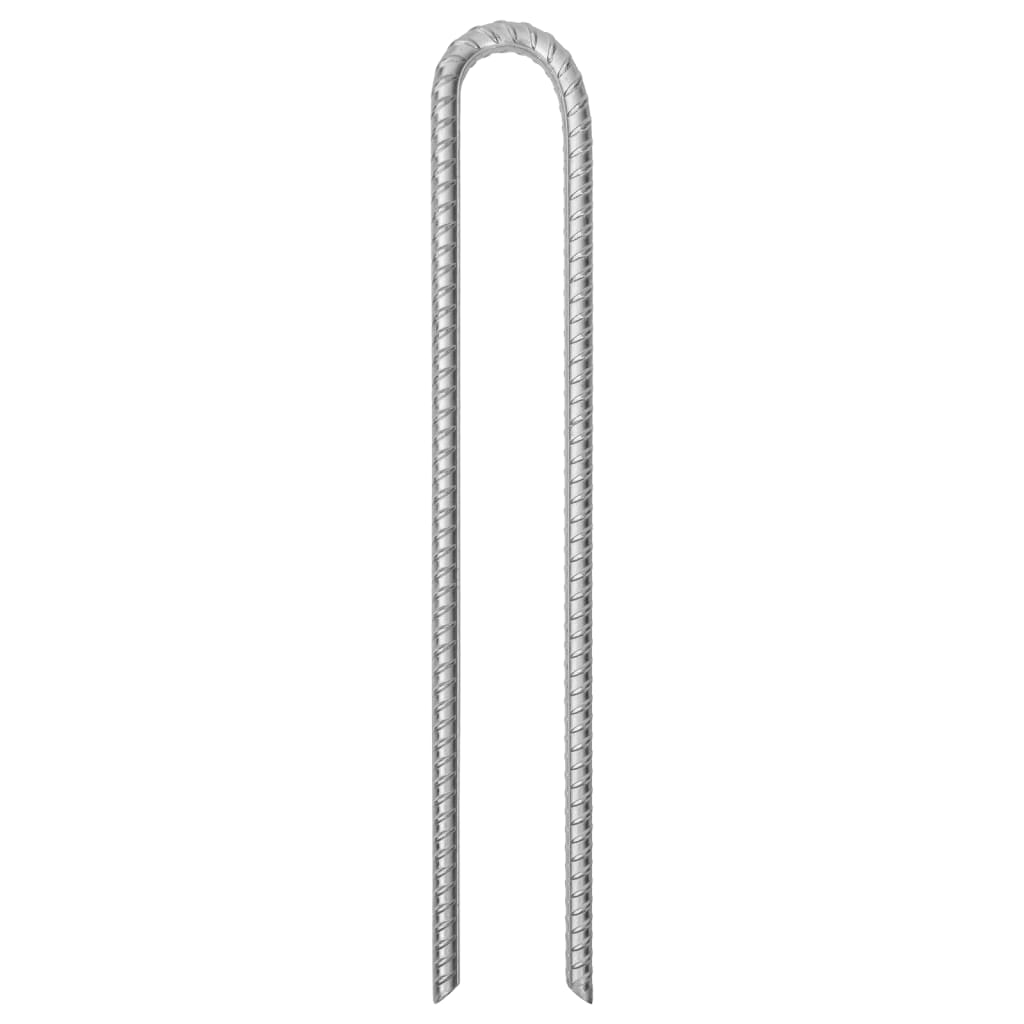 Estacas p/ tenda 6 pcs forma de U 41,5 cm Ø12mm aço galvanizado