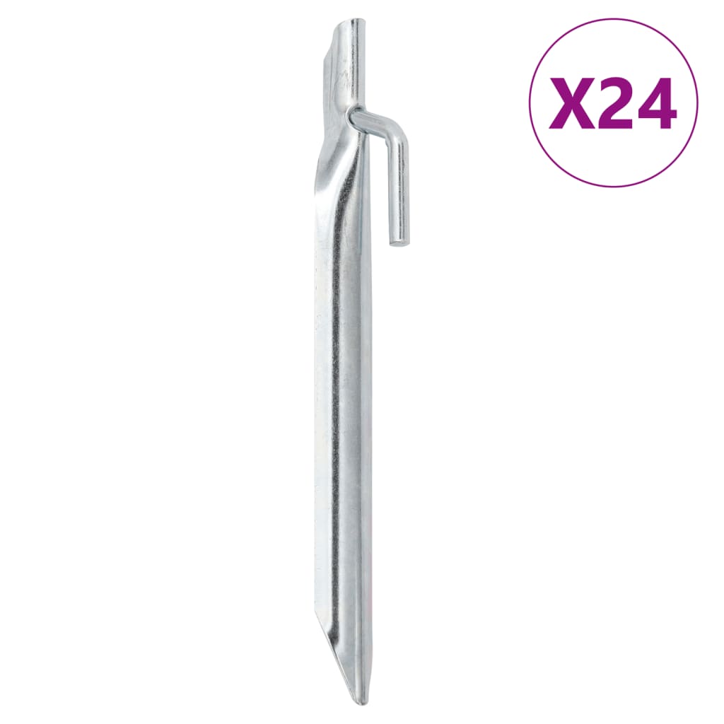 Estacas p/ tenda 24 pcs forma de U 17 cm Ø20 mm aço galvanizado