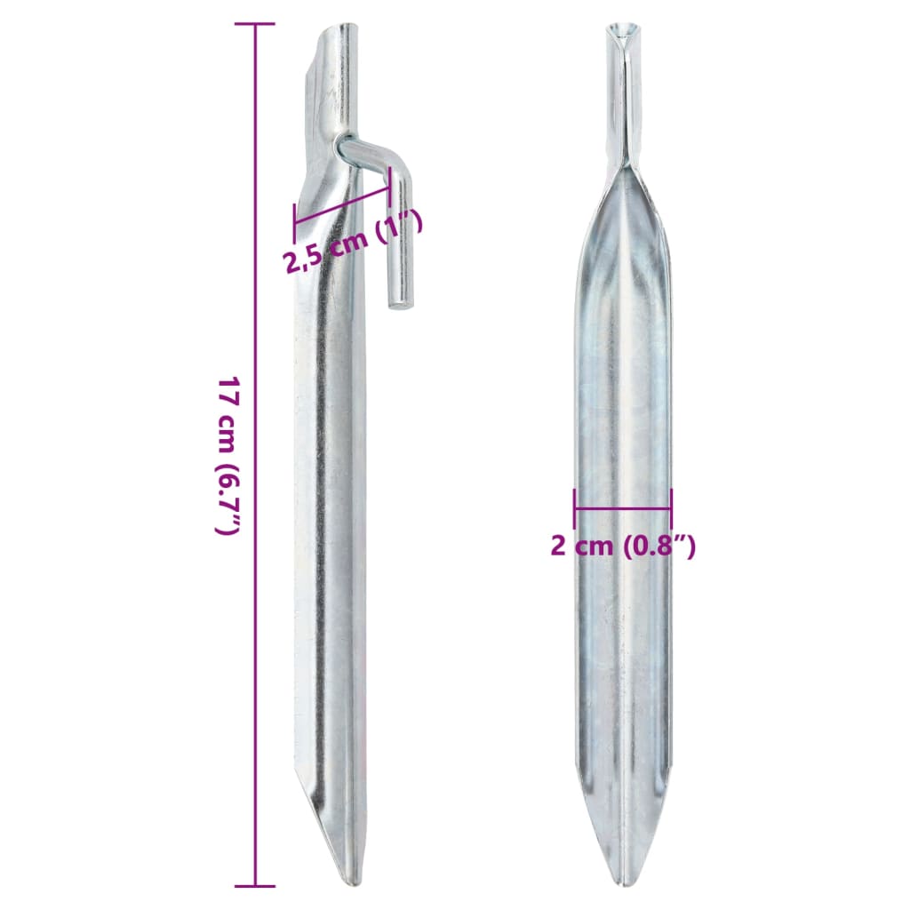 Estacas p/ tenda 24 pcs forma de U 17 cm Ø20 mm aço galvanizado