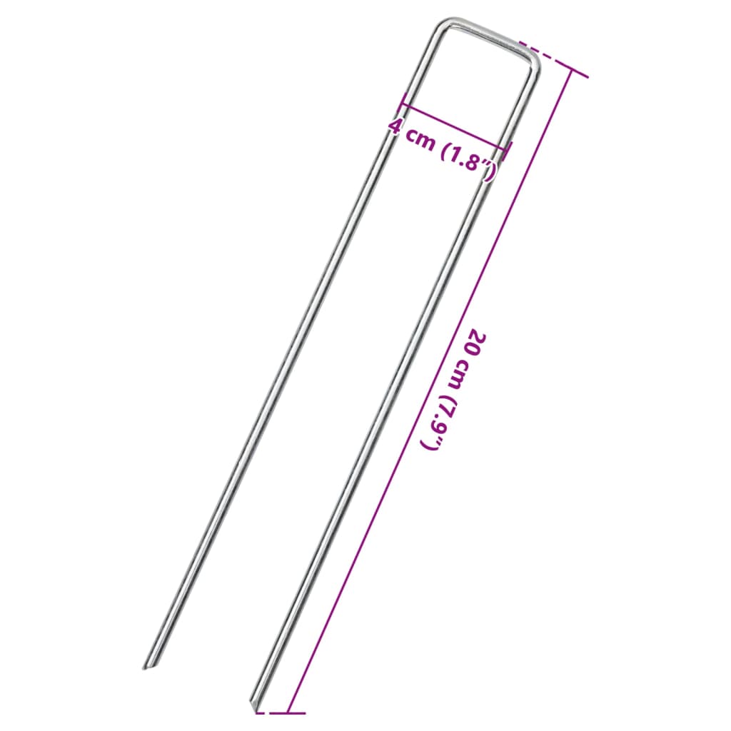 Estacas de chão em forma de U 25 pcs 20x4 cm aço galvanizado