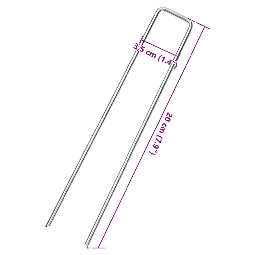 Estacas de chão em forma de U 25 pcs 20x3,5 cm aço galvanizado