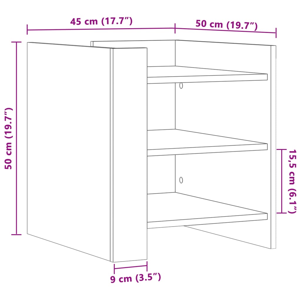 Mesa cabeceira 45x50x50 cm derivados de madeira branco