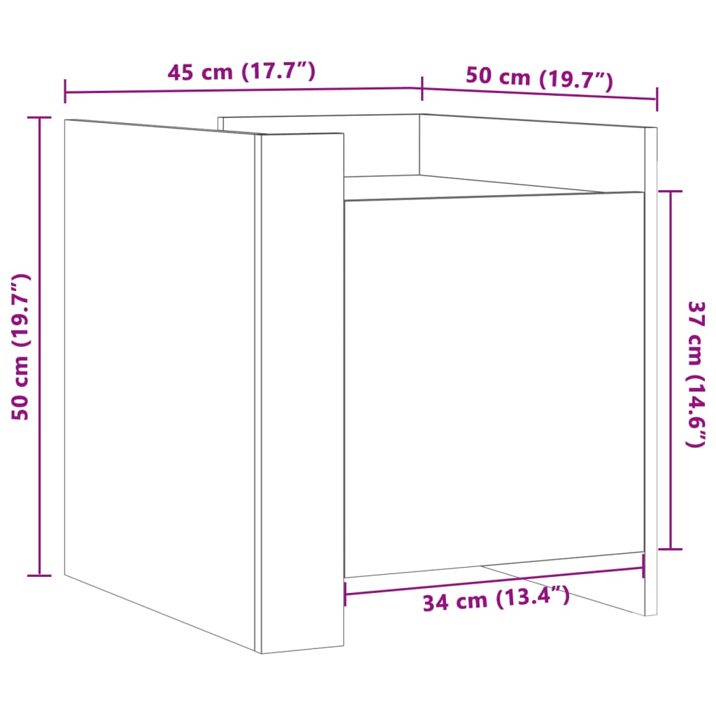 Mesa cabeceira 45x50x50 cm derivados de madeira branco