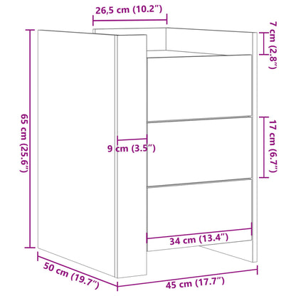 Mesa cabeceira 45x50x65 cm derivados de madeira cinzento sonoma