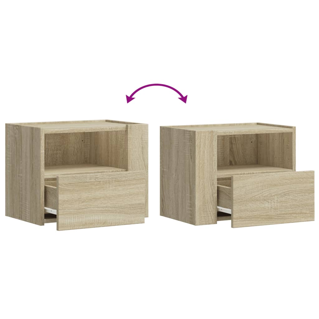 Mesas de cabeceira de parede 2 pcs 45x30x35 cm carvalho sonoma