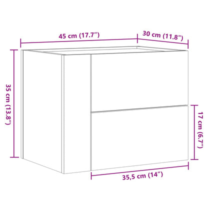 Mesa de cabeceira de parede 45x30x35 cm carvalho fumado