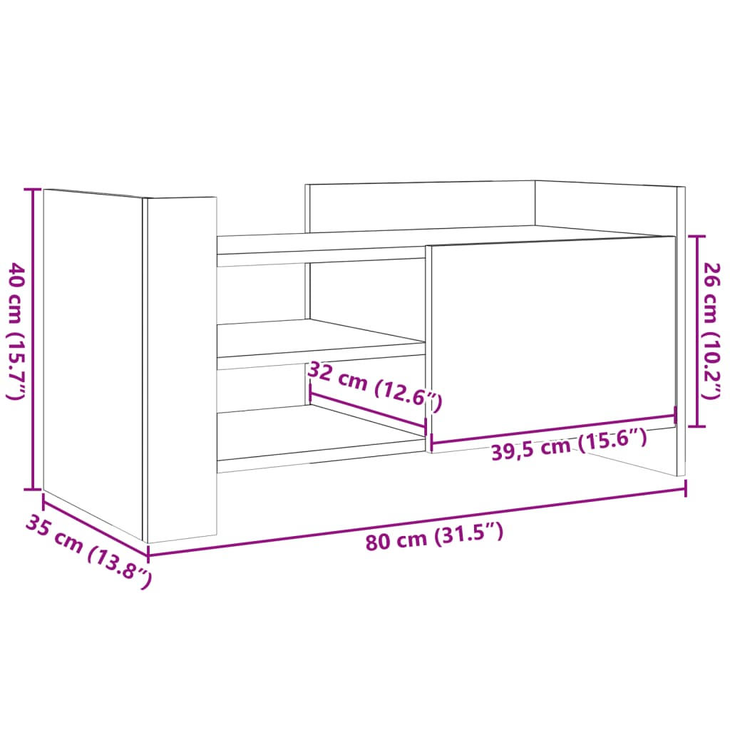 Móvel de TV 80x35x40 cm derivados de madeira branco