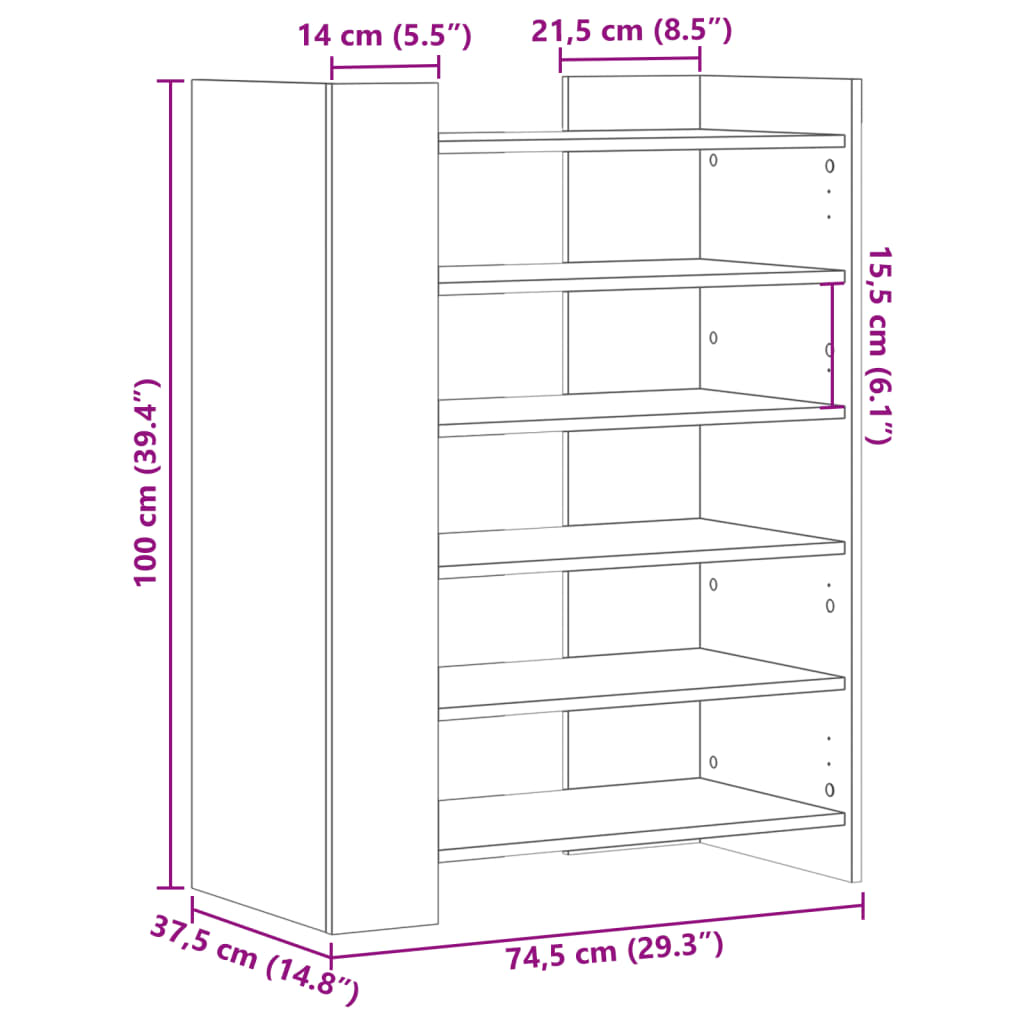 Sapateira 74,5x37,5x100 cm derivados de madeira branco