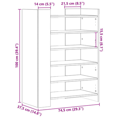 Sapateira 74,5x37,5x100 cm derivados de madeira cinzento sonoma