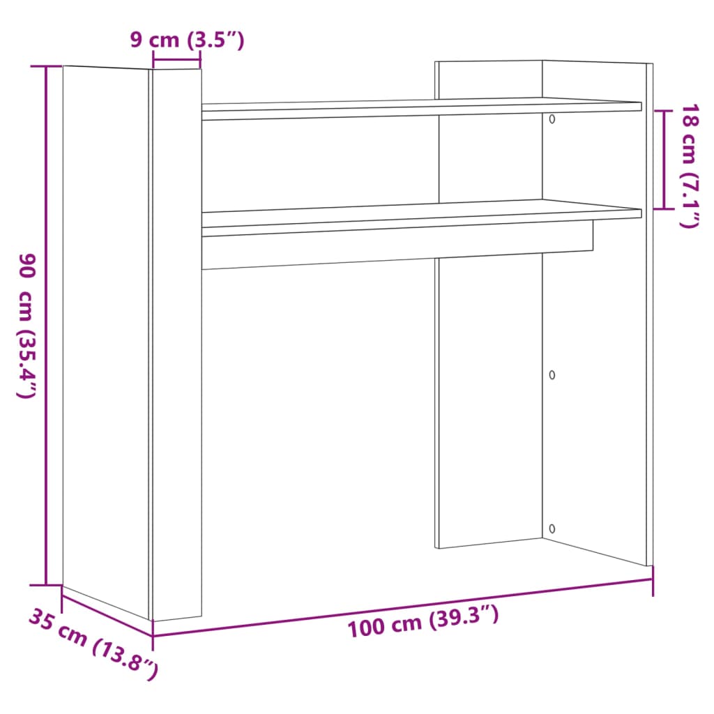 Mesa consola 100x35x90 cm derivados de madeira branco