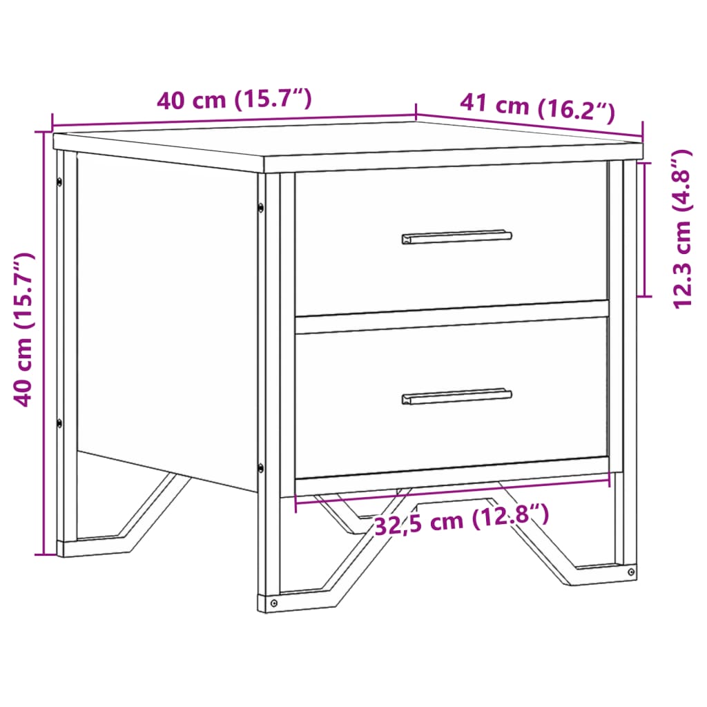 Mesa de cabeceira 40x41x40 cm derivados madeira cinzento sonoma