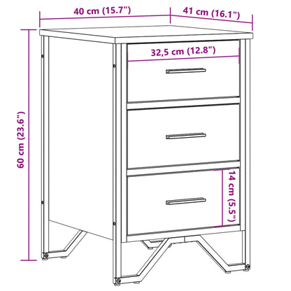 Mesa cabeceira 40x41x60cm derivados de madeira cinzento sonoma