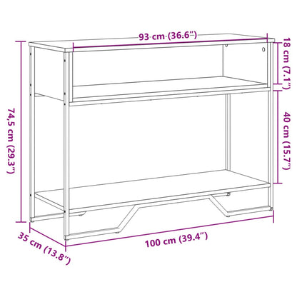 Mesa consola 100x35x74,5 cm derivados madeira carvalho castanho