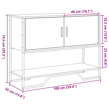 Mesa consola 100x35x74,5 cm derivados madeira carvalho castanho