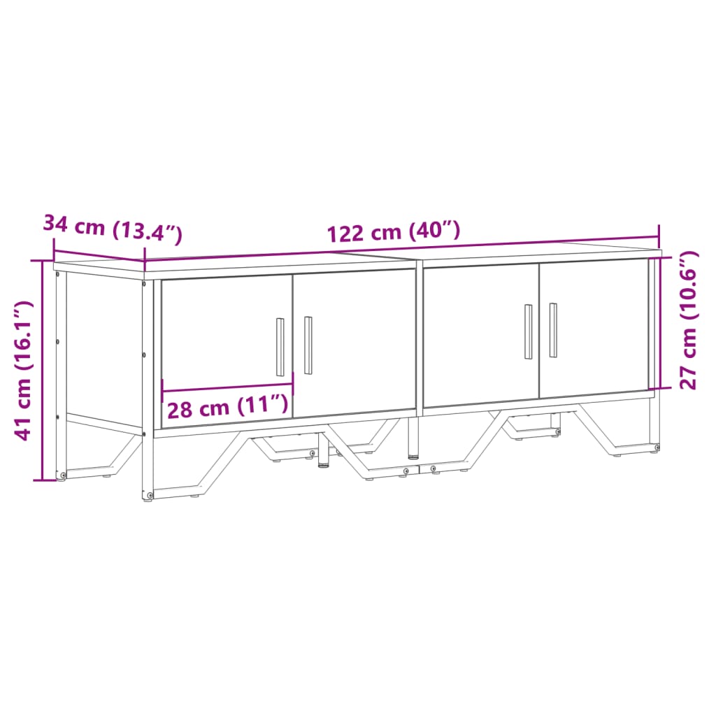 Móvel de TV 122x34x41 cm derivados de madeira cinzento sonoma