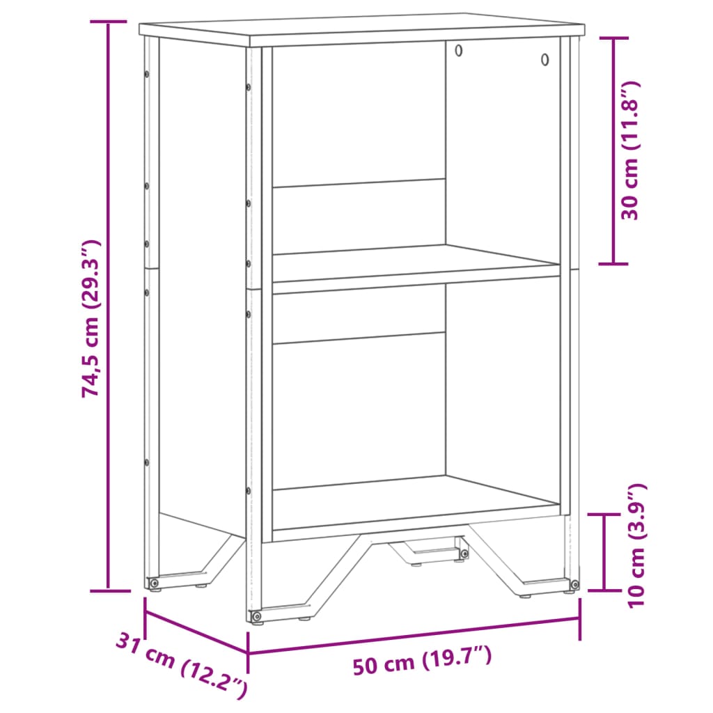 Estante 50x31x74,5 cm derivados de madeira cinzento sonoma