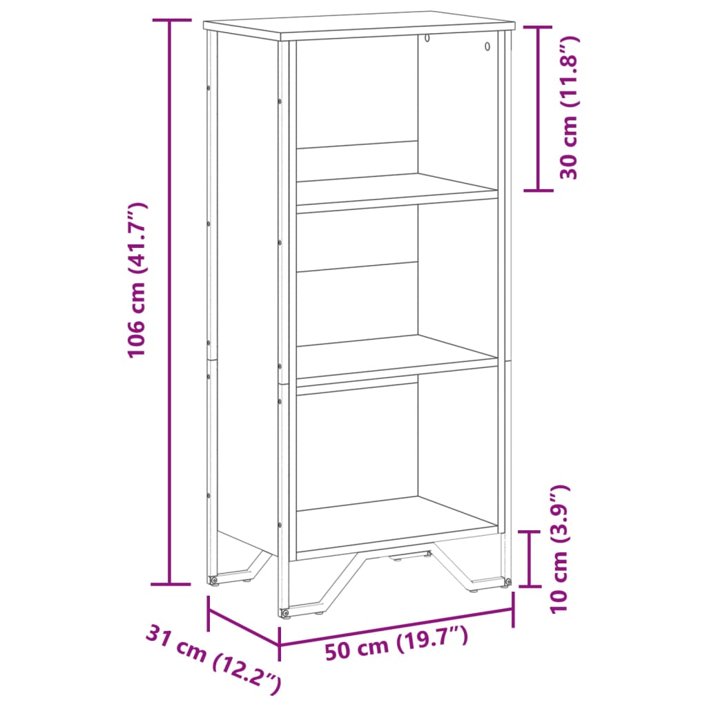 Estante 50x31x106 cm derivados de madeira cinzento sonoma