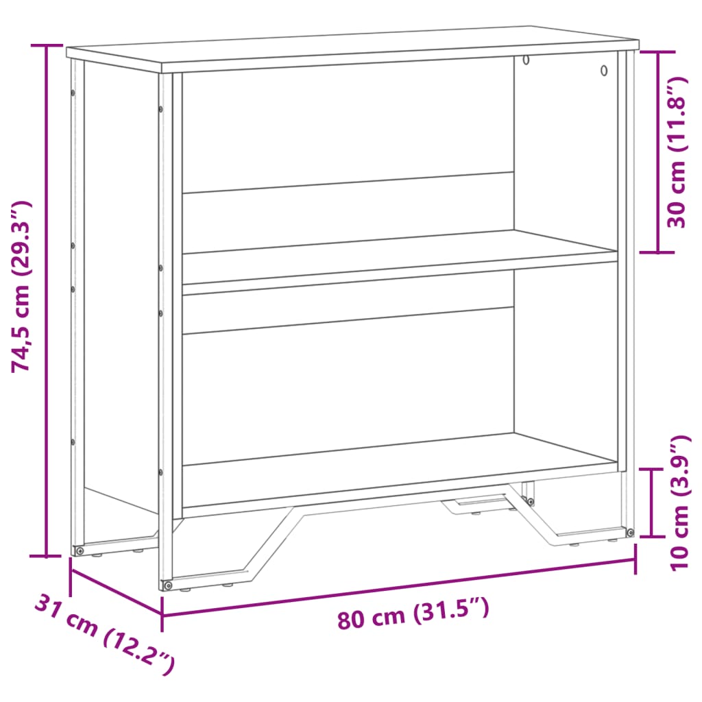 Estante 80x31x74,5 cm derivados de madeira cinzento sonoma