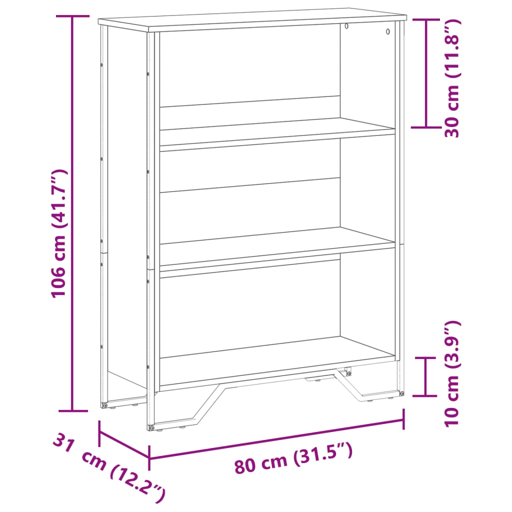 Estante 80x31x106 cm derivados de madeira cinzento sonoma