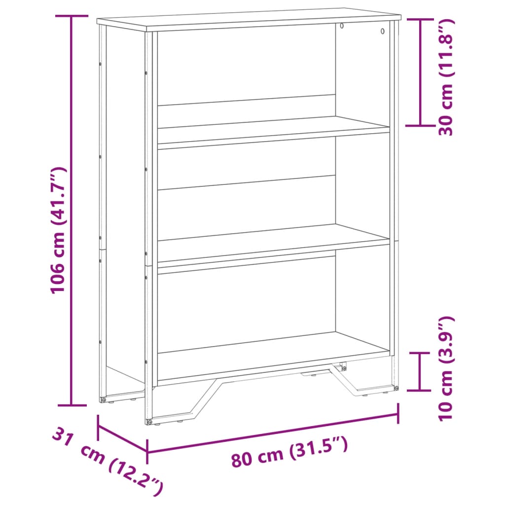 Estante 80x31x106 cm derivados de madeira carvalho castanho